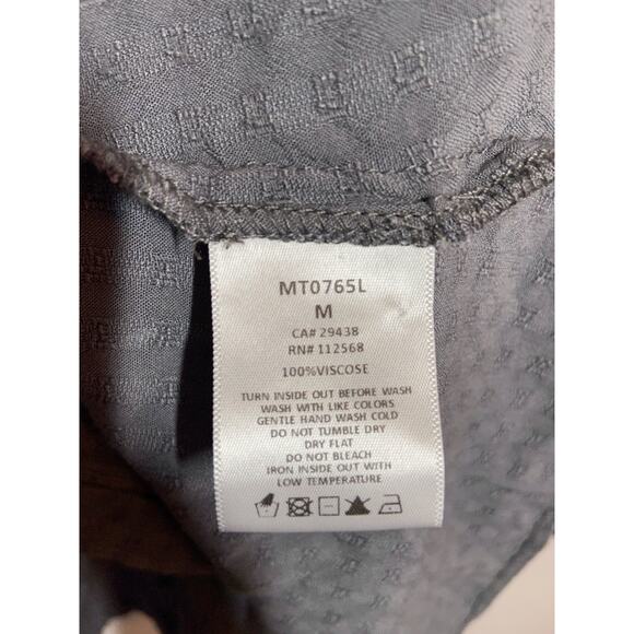 Miss Me Button Down Shirt Collared Aztec Embroidered Long Sleeve Gray Medium - Picture 3 of 4